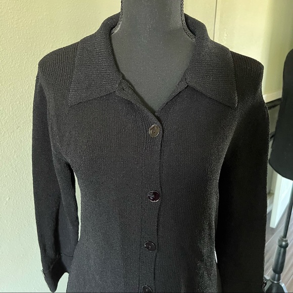 Elyse Walker Ball Of Cotton Black Button Down Collared Cardigan Shirt - Picture 4 of 4